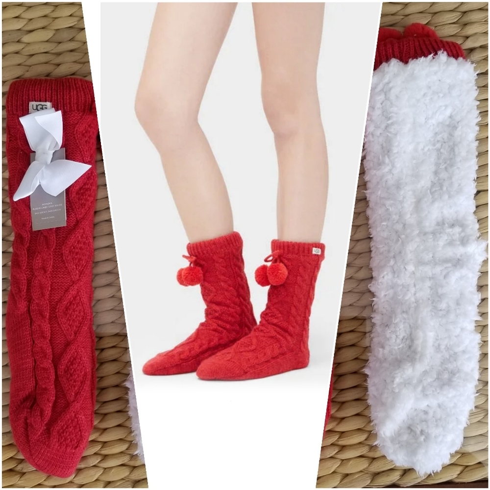 SALE Ugg Women's pom pom fleece lined crew sock